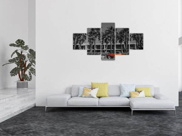 Obraz - Retro czerwony samochód (125x70 cm)