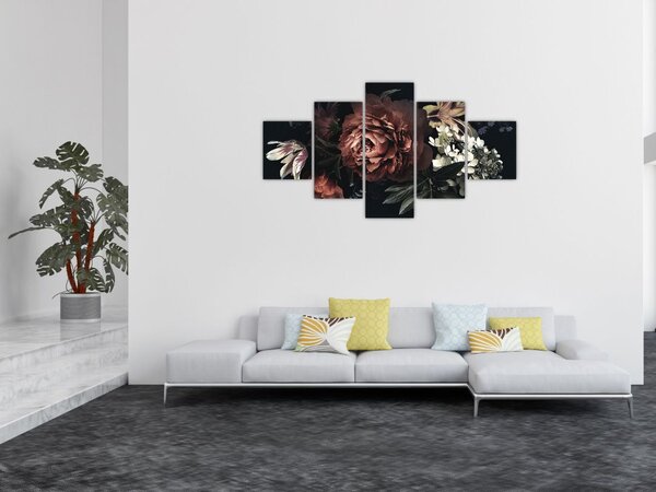 Obraz - Ciemne kwiaty (125x70 cm)
