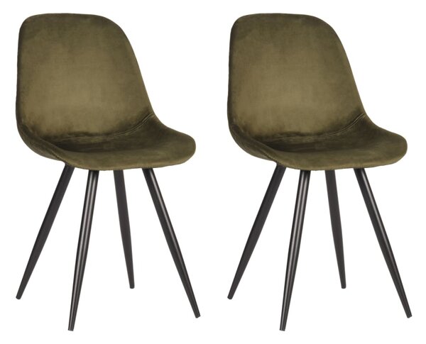 LABEL51 Krzesła stołowe Capri, 2 szt., 46x56x88 cm, zieleń wojskowa
