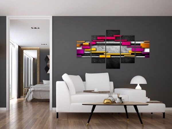 Obraz kolorowej abstrakcji na czarnym tle (125x70 cm)