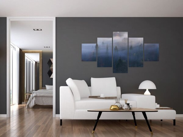 Obraz - Las we mgle, Karpaty, Ukraina (125x70 cm)