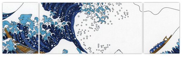 Obraz - Japoński rysunek, fale (170x50 cm)
