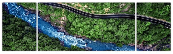 Obraz - Rzeka między górami, Kaukaz, Rosja (170x50 cm)