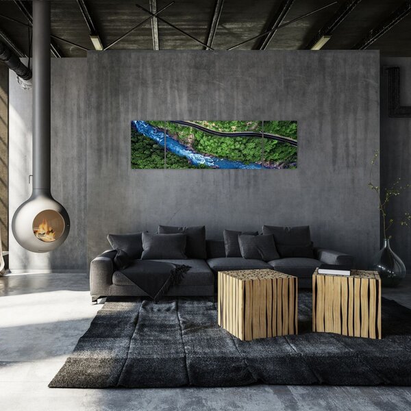 Obraz - Rzeka między górami, Kaukaz, Rosja (170x50 cm)