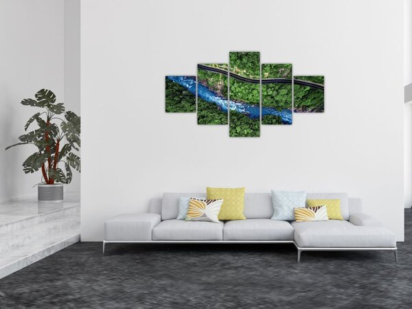 Obraz - Rzeka między górami, Kaukaz, Rosja (125x70 cm)