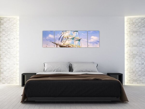 Obraz statku na falach (170x50 cm)