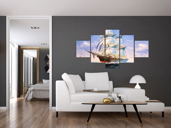 Obraz statku na falach (125x70 cm)