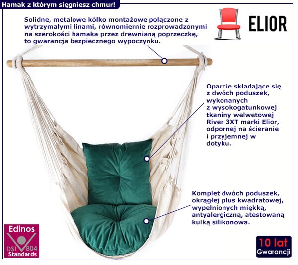 Zielony wiszacy fotel do pokoju B5-C03