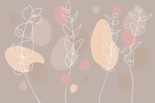 Tapeta minimalistyczne rośliny w pięknych odcieniach