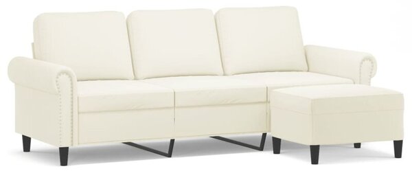 Sofa 3-osobowa, kremowa, 180 cm, tapicerowana aksamit