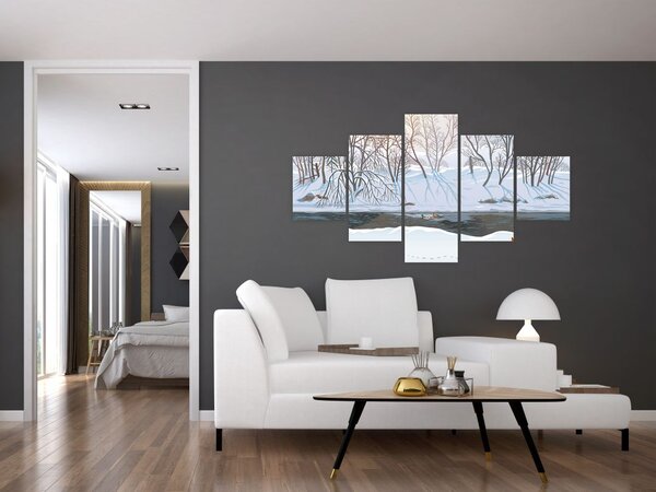 Obraz - Lis w zimowym krajobrazie (125x70 cm)