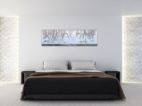Obraz - Lis w zimowym krajobrazie (170x50 cm)