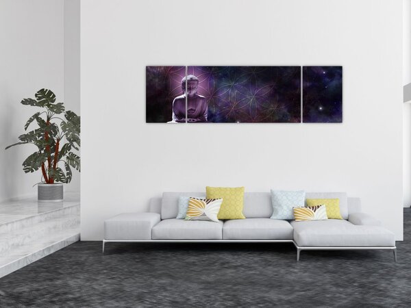 Obraz - Budda z kwiatami życia (170x50 cm)