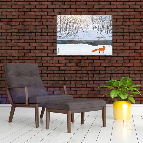 Obraz - Lis w zimowym krajobrazie (70x50 cm)