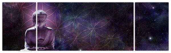 Obraz - Budda z kwiatami życia (170x50 cm)