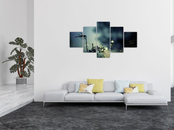 Obraz - Ważka w błyszczącej nocy (125x70 cm)