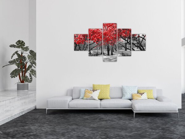 Obraz - Czerwone drzewa, Central Park, New York (125x70 cm)