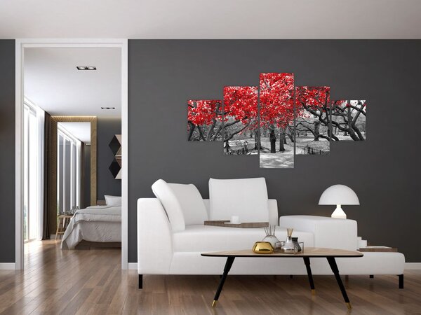 Obraz - Czerwone drzewa, Central Park, New York (125x70 cm)