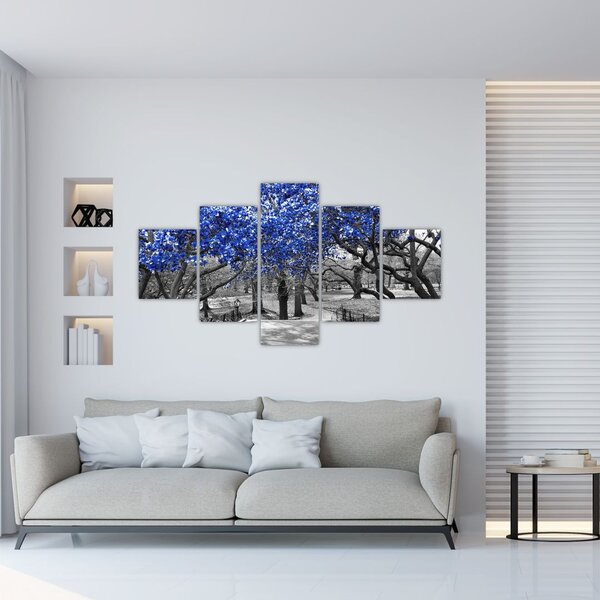 Obraz - Niebieskie drzewa, Central Park, New York (125x70 cm)