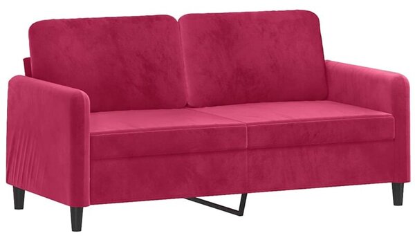 Sofa 2-osobowa, winna czerwieÅ, 140 cm, tapicerowana aksamitem