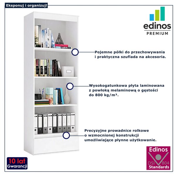 Biały wysoki nowoczesny regał D9-W99
