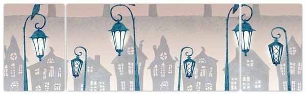 Obraz - Kruki strzegące miasta (170x50 cm)