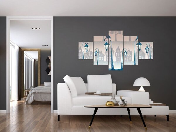 Obraz - Kruki strzegące miasta (125x70 cm)