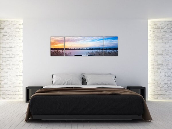 Obraz - Zamarznięte jezioro, Ełk, Mazury, Polska (170x50 cm)