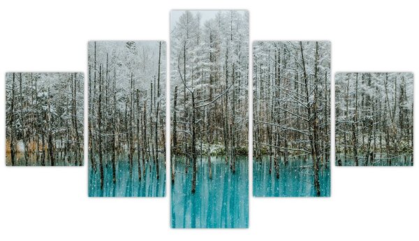 Obraz - Turkusowy staw, Biei, Japonia (125x70 cm)