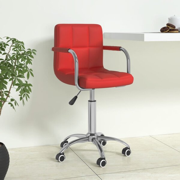 Obrotowe krzesło biurowe, winna czerwień, obite sztuczną skórą