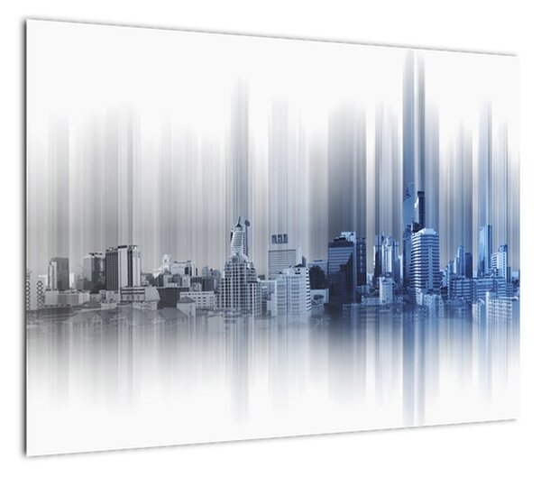 Obraz - Panorama miasta, niebiesko - szara (70x50 cm)