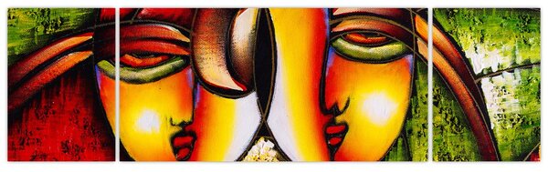 Obraz - Obraz olejny, abstrakcyjne twarze (170x50 cm)
