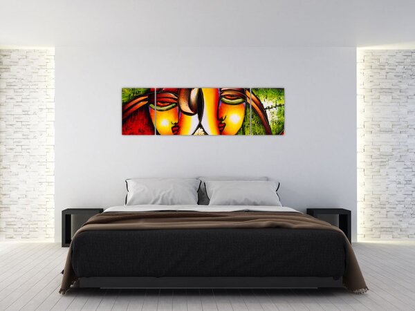 Obraz - Obraz olejny, abstrakcyjne twarze (170x50 cm)