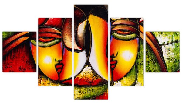 Obraz - Obraz olejny, abstrakcyjne twarze (125x70 cm)