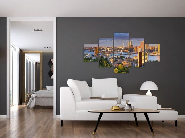 Obraz - Panorama Rotterdamu, Holandia (125x70 cm)