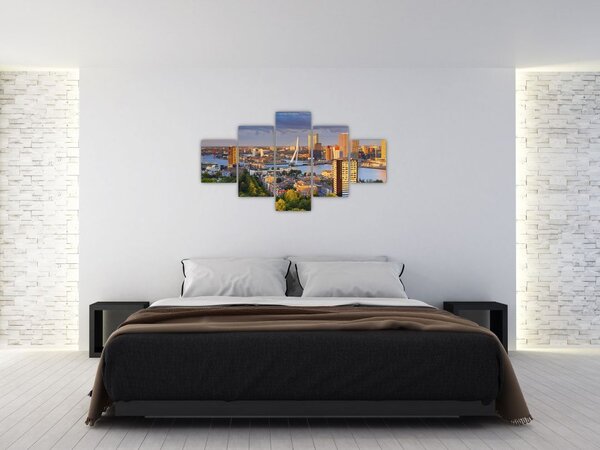 Obraz - Panorama Rotterdamu, Holandia (125x70 cm)
