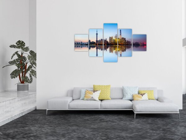 Obraz porannego nieba nad Szanghajem (125x70 cm)