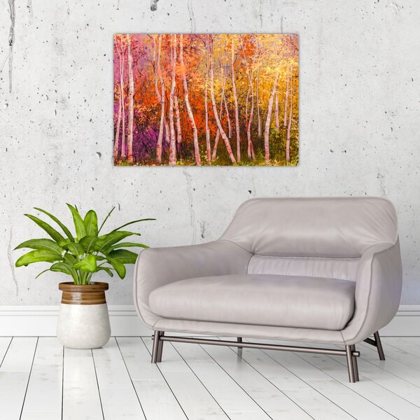 Obraz kolorowego lasu (70x50 cm)