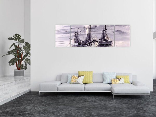 Obraz - Port, obraz olejny (170x50 cm)