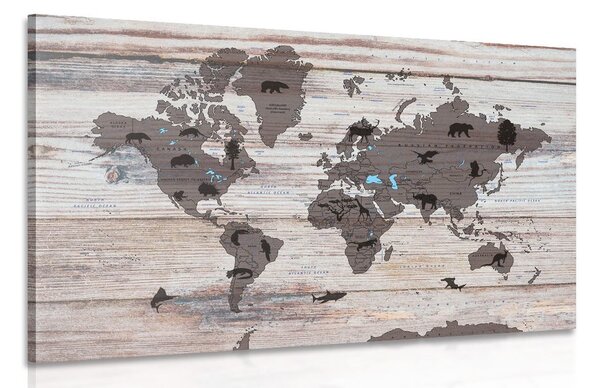 Obraz mapa na drewnianym podkładzie