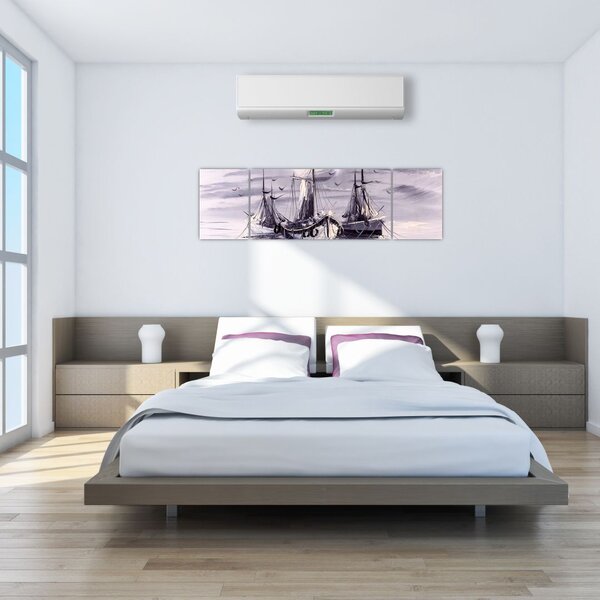 Obraz - Port, obraz olejny (170x50 cm)