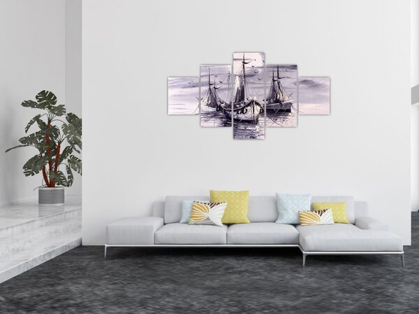 Obraz - Port, obraz olejny (125x70 cm)