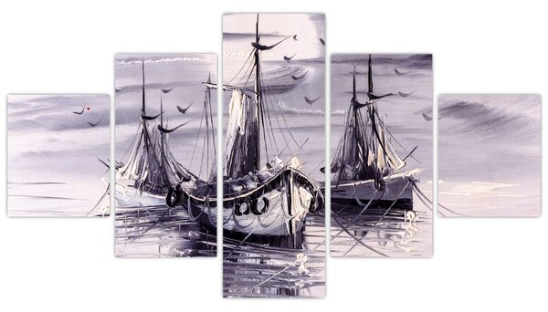 Obraz - Port, obraz olejny (125x70 cm)