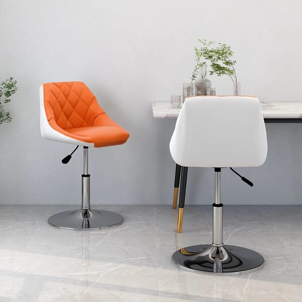 Obrotowe krzesła stołowe, 2 szt., pomarańczowo-białe, ekoskóra