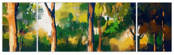 Obraz lasu w letnim słońcu, malarstwo (170x50 cm)