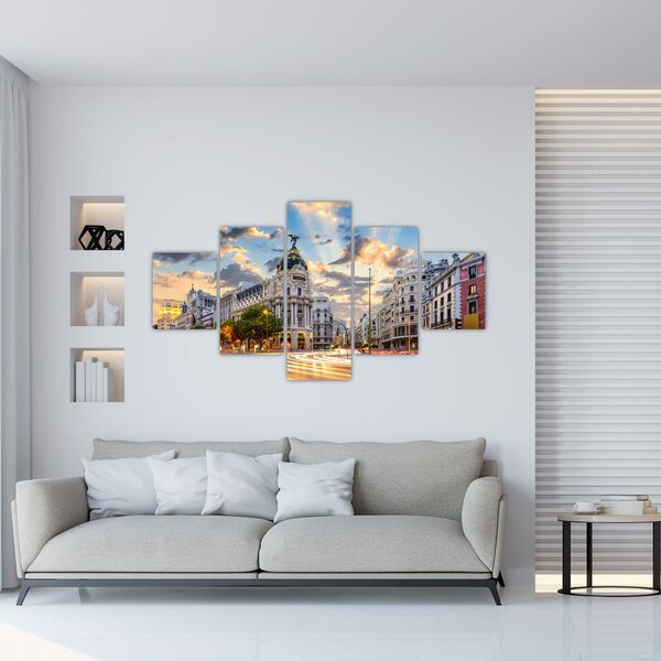 Obraz - Calle Gran Vía, Madryt, Hiszpania (125x70 cm)