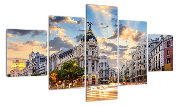 Obraz - Calle Gran Vía, Madryt, Hiszpania (125x70 cm)