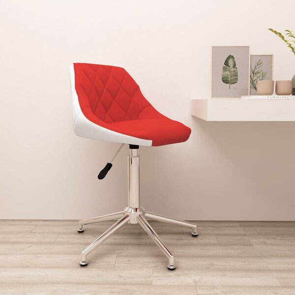 Obrotowe krzesło biurowe, czerwono-białe, sztuczna skóra