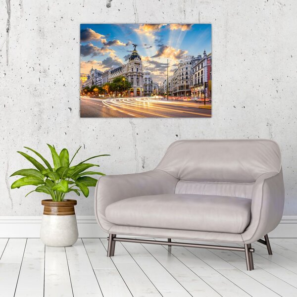 Obraz - Calle Gran Vía, Madryt, Hiszpania (70x50 cm)