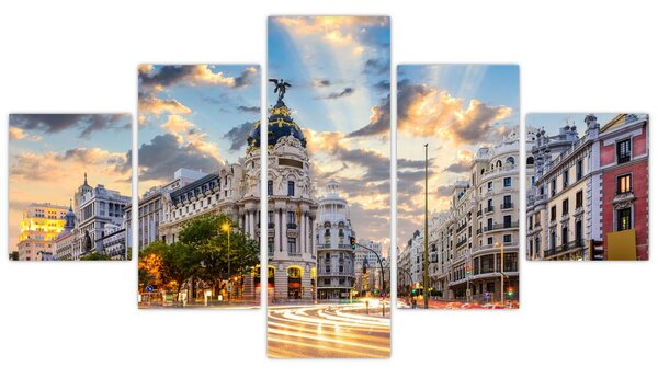 Obraz - Calle Gran Vía, Madryt, Hiszpania (125x70 cm)